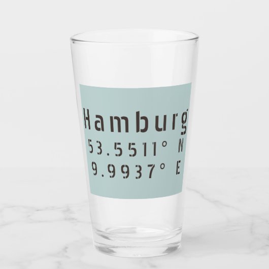 Hamburg Latitude Longitude Glas (Voorkant)