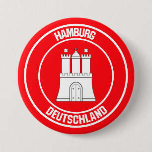 Hamburg Ronde Embleem Button 7,6 Cm
