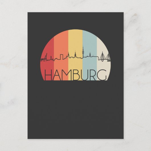 Hamburg Skyline Retro Briefkaart (Voorkant)