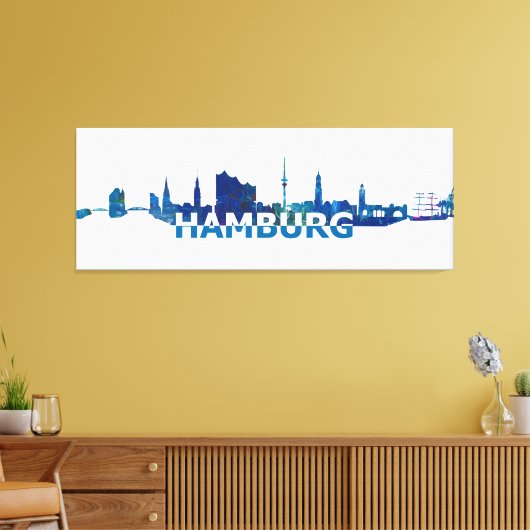 Hamburg Skyline Silhouette Canvas Afdruk (Insitu (Woonkamer))