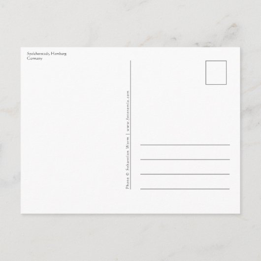 Hamburg Speicherstadt Briefkaart (Achterkant)