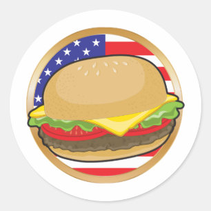 Hamburger Amerikaanse vlag Ronde Sticker