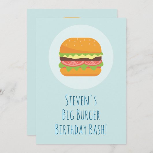 Hamburger Anniversaire Fête Invitation (Devant / Derrière)