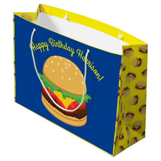 Hamburger Birthday Party Burger Groot Cadeauzakje (Achterkant Gekanteld)