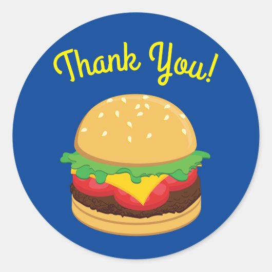 Hamburger Birthday Party Burger Hartelijk dank Ronde Sticker (Voorkant)
