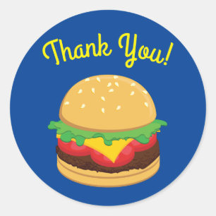 Hamburger Birthday Party Burger Hartelijk dank Ronde Sticker
