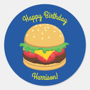 Hamburger Birthday Party Burger Ronde Sticker