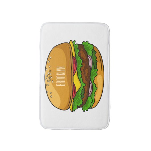 Hamburger cartoon illustratie badmat (Voorkant Verticaal)