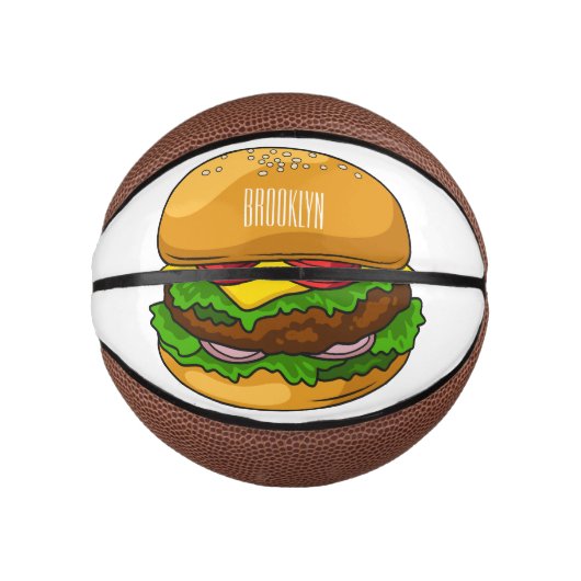Hamburger cartoon illustratie basketbal (Voorkant)