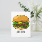 Hamburger cartoon illustratie briefkaart (Staand voorkant)