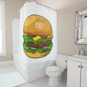 Hamburger cartoon illustratie douchegordijn