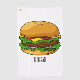 Hamburger cartoon illustratie golfhanddoek