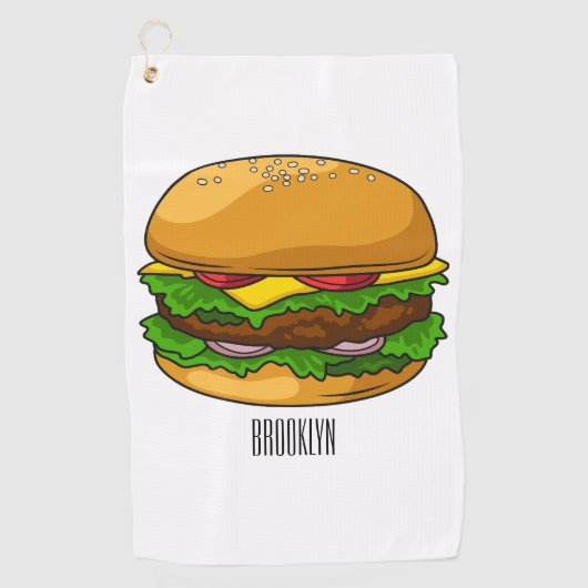 Hamburger cartoon illustratie golfhanddoek (Voorkant)