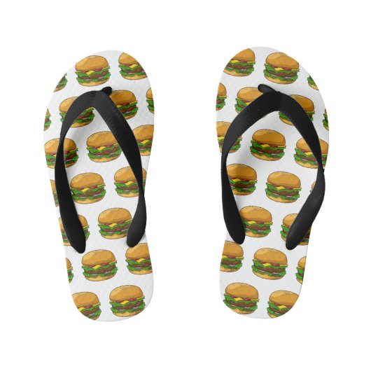 Hamburger cartoon illustratie kinder teenslippers (Voetbed)