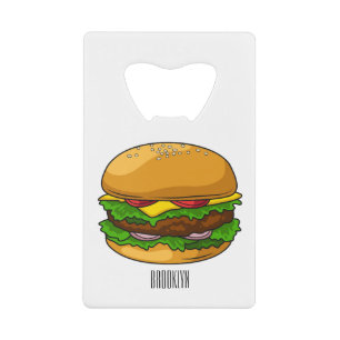 Hamburger cartoon illustratie kredietkaart flessenopener