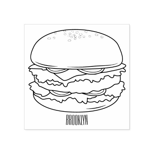 Hamburger cartoon illustratie 	rubberstempel (Afrduk)