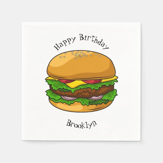 Hamburger cartoon illustratie servet (Voorkant)