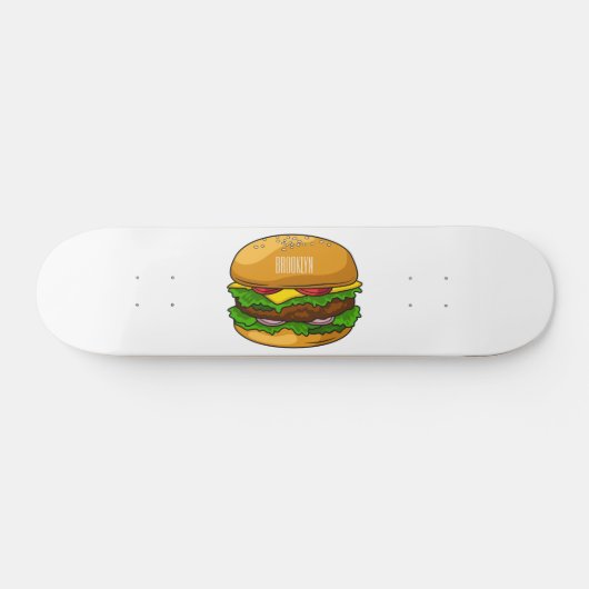 Hamburger cartoon illustratie skateboard (Horizontaal)