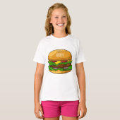 Hamburger cartoon illustratie t-shirt (Voorkant volledig)