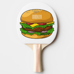 Hamburger cartoon illustratie tafeltennisbatje