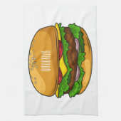 Hamburger cartoon illustratie theedoek (Verticaal)