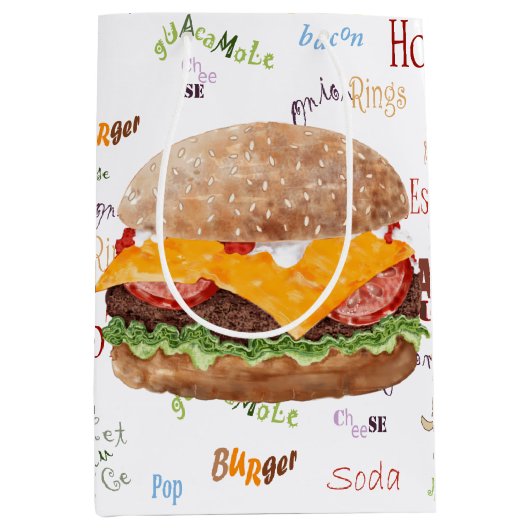 Hamburger Cheese Fast Food BBQ Diner Medium Cadeauzakje (Voorkant)