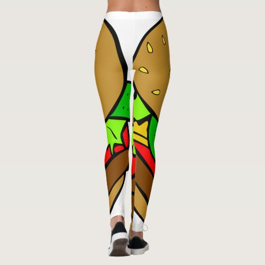 hamburger cheeseburger fast food leggings (Achterkant)