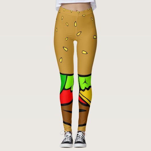 hamburger cheeseburger fast food leggings (Voorkant)