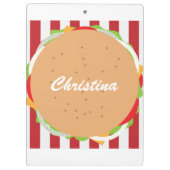 Hamburger cheeseburger schattig café gestreept roo klembord (Achterkant)