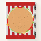 Hamburger cheeseburger schattig café gestreept roo notitieboek (Achterkant)