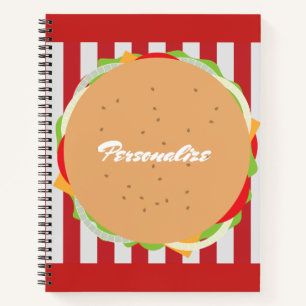 Hamburger cheeseburger schattig café gestreept roo notitieboek