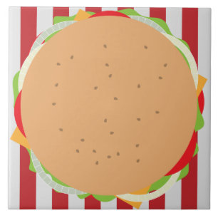 Hamburger cheeseburger schattig café rood wit gest tegeltje