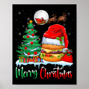 Hamburger Dragen Santa Hoed Xmas - Vrolijk Kerstfe Poster