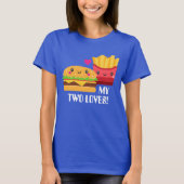 Hamburger en friet houden van Kawaii T-shirt (Voorkant)