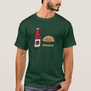 Hamburger en Ketchup fastfoodboeddies, maar patent T-shirt