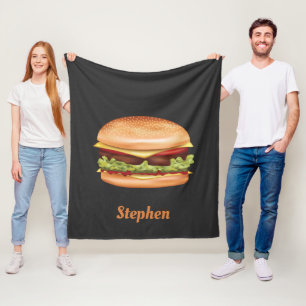 Hamburger Fast Food Illustratie Met Aangepaste Naa Fleece Deken
