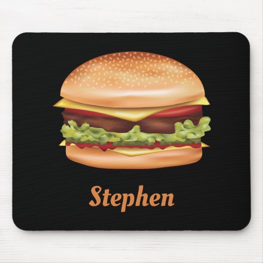 Hamburger Fast Food Illustratie Met Aangepaste Naa Muismat (Voorkant)
