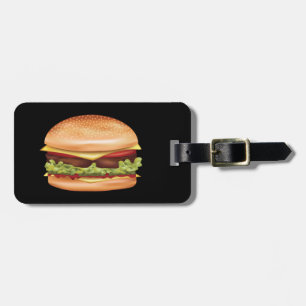 Hamburger Fast Food Illustratie Met Aangepaste Tek Bagagelabel