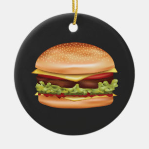 Hamburger Fast Food Illustratie Met Aangepaste Tek Keramisch Ornament