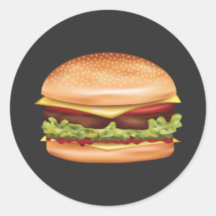 Hamburger Fast Food Illustratie Ronde Sticker