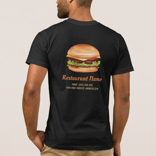 Hamburger Fastfood Aangepaste Restaurant Info T-shirt (Achterkant)