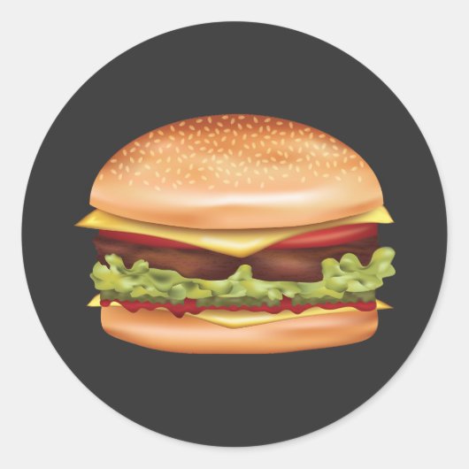 Hamburger fastfood illustratie ronde sticker (Voorkant)