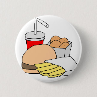 Hamburger, Fries, Chicken Nuggets en Soda Ronde Button 5,7 Cm