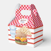 Hamburger Fries Fast Food BBQ Gingham Diner Bedankdoosjes (Voorkant Zijde)