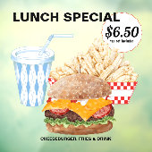 Hamburger Fries Fast Food Raamsticker (Vel 3)