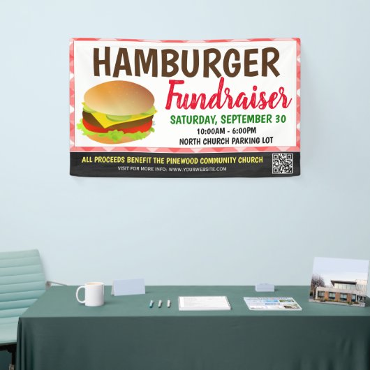 Hamburger Fundraiser Banner met qr-code (Beurs)