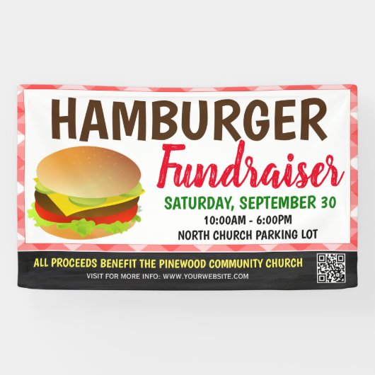 Hamburger Fundraiser Banner met qr-code (Horizontaal)
