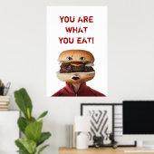 Hamburger Head-Man over wit Poster (Thuiskantoor)