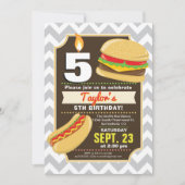 Hamburger & Hot Dog Anniversaire Fête Invitation (Devant)