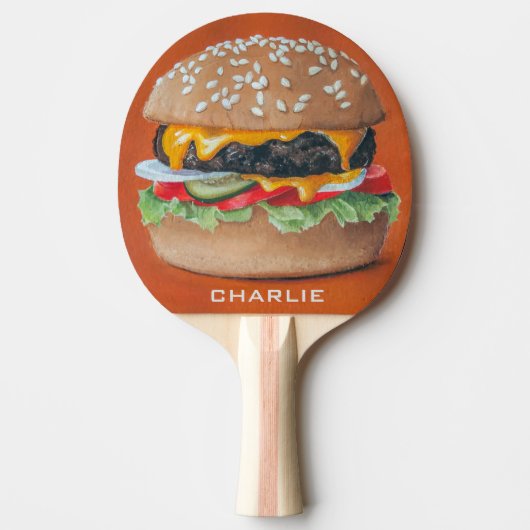 Hamburger Illustratie aangepaste naam pingpong pad Tafeltennisbatje (Voorkant)